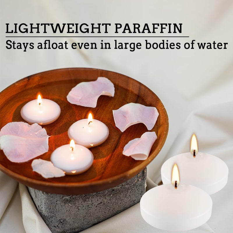 CLTNIKET 10hours 24 Pack of 3-inch Floating Candle Set, Fragrance-Free White Soy Candle for Weddings, Pool Parties, Holiday Table Decorations,Home Decor,Spa. - Image 3